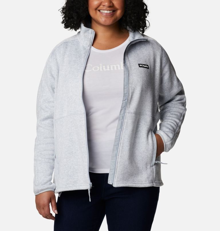 Women's Columbia Sweater Weather Full Zip Fleece Jackets Light Grey | Plus Size CA-W54C8